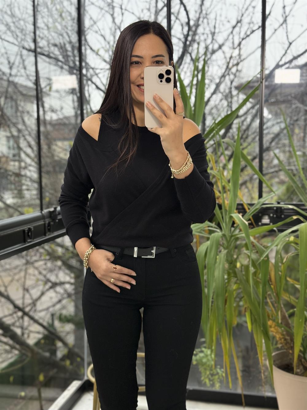 İkili Triko Hırka Siyah