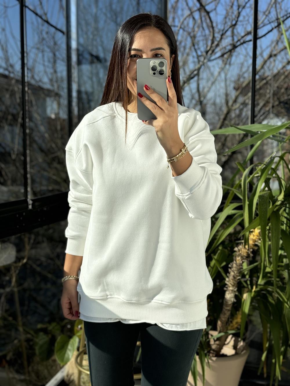 Basic Sweatshirt Beyaz