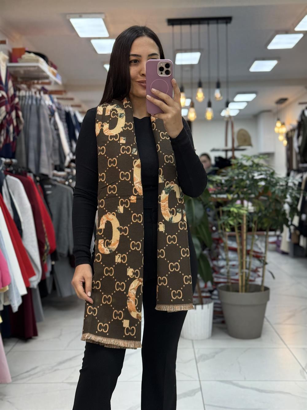 İthal Kaşmir Şal CC Kahve