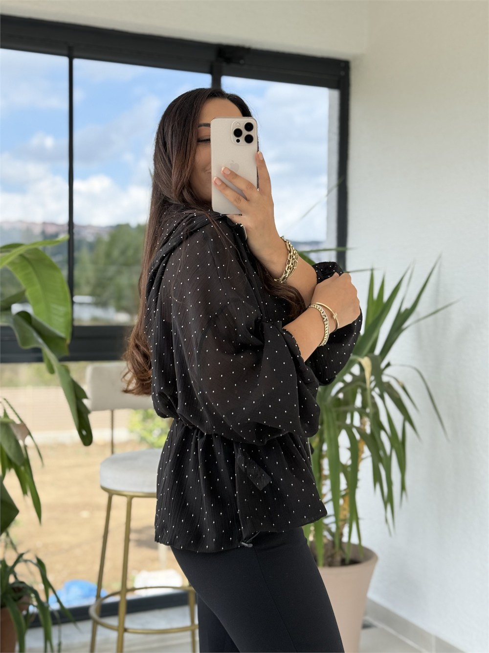 Taşlı Ve Beli Büzgülü Ceket Siyah