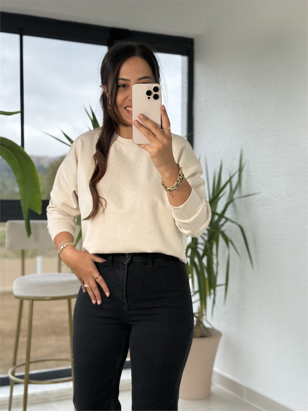 Simli Oysh Sweatshirt Bej