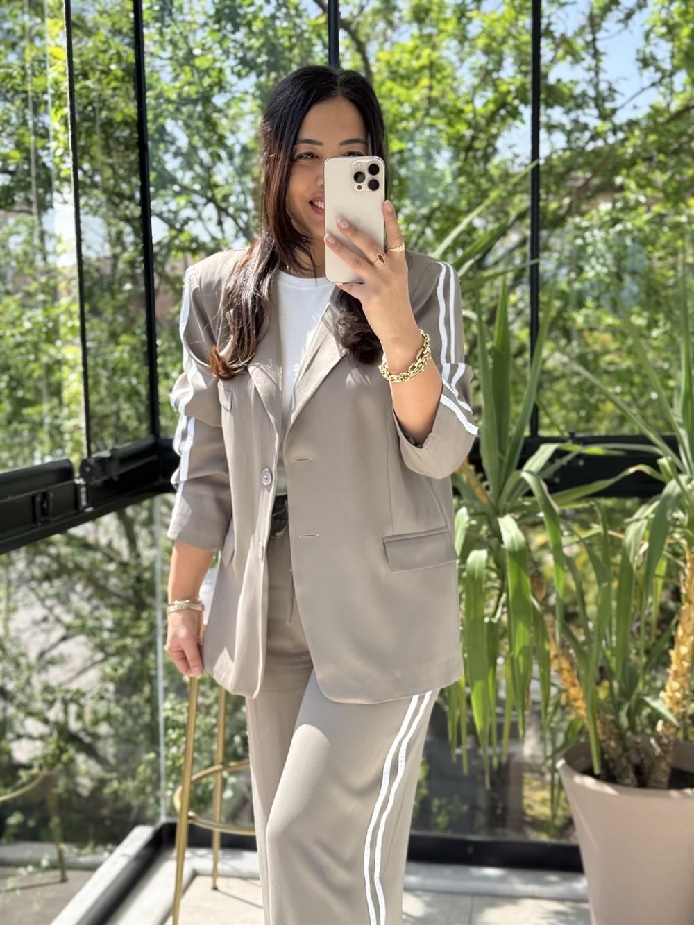 Zra Ceketli Tensel Modal Takım Haki Yeşili