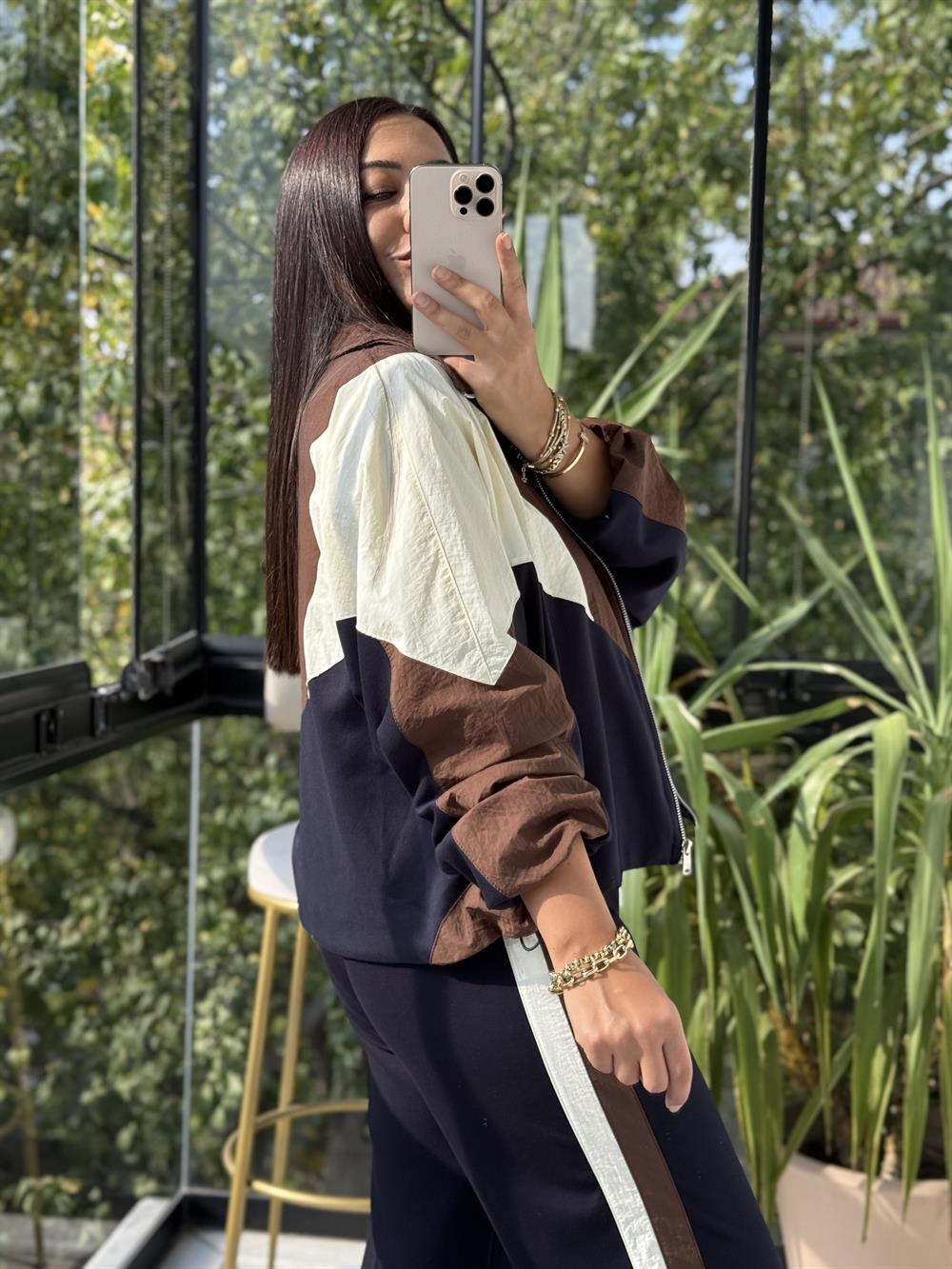 Parçalı Fermuarlı Tasarım Takım Lacivert