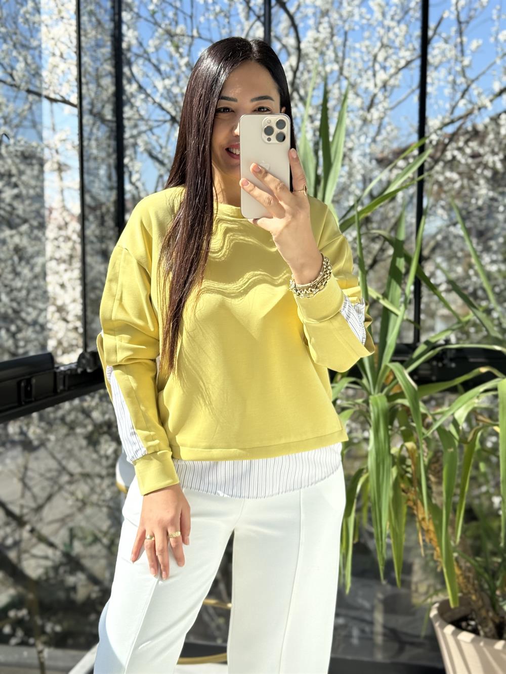 Poplin Mix Sweatshirt Lime