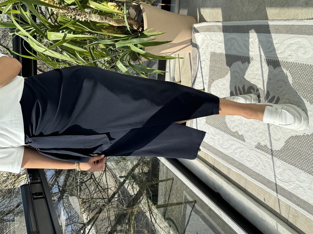 Beli Bağlamalı Etek lacivert