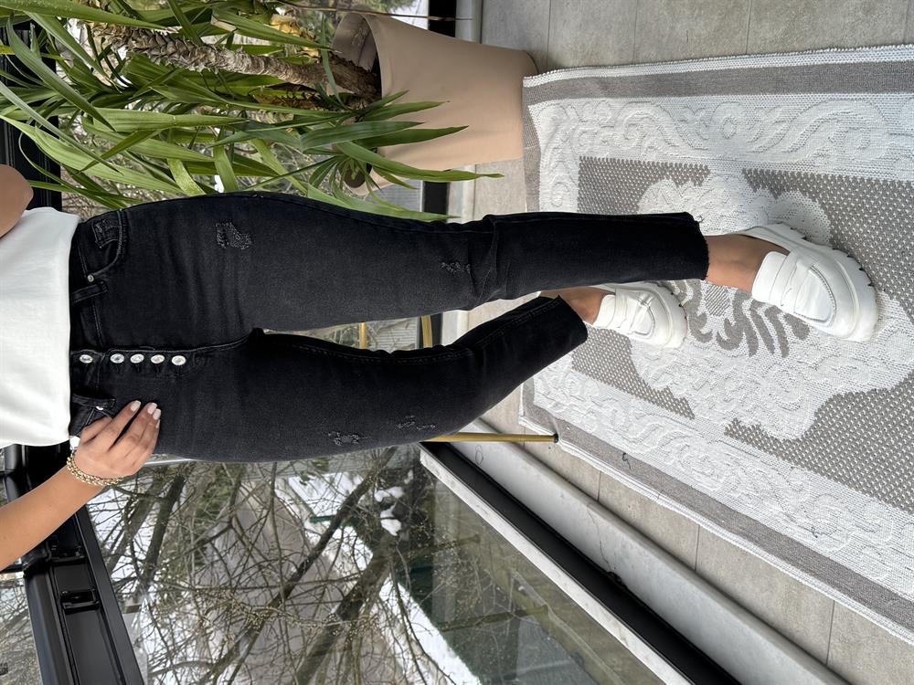 Beş Düğme Premium Kalite Kesik Paça Jean Antrasit