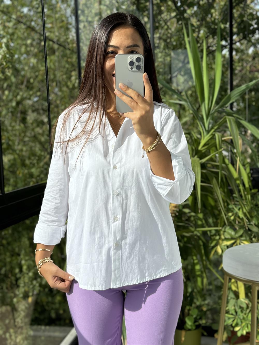 Beyaz Poplin Gömlek