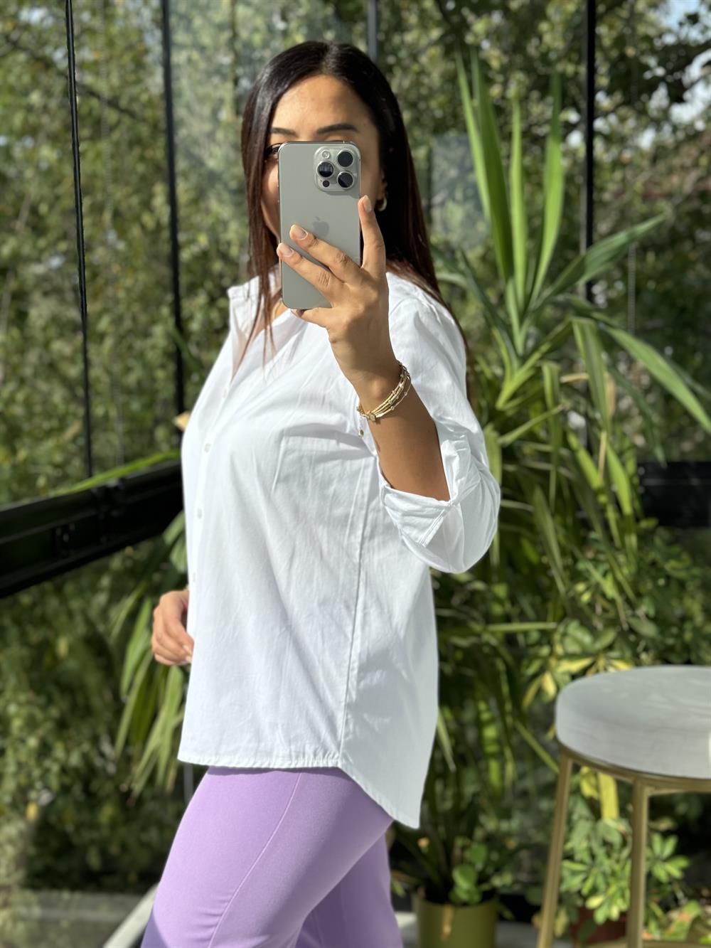 Beyaz Poplin Gömlek