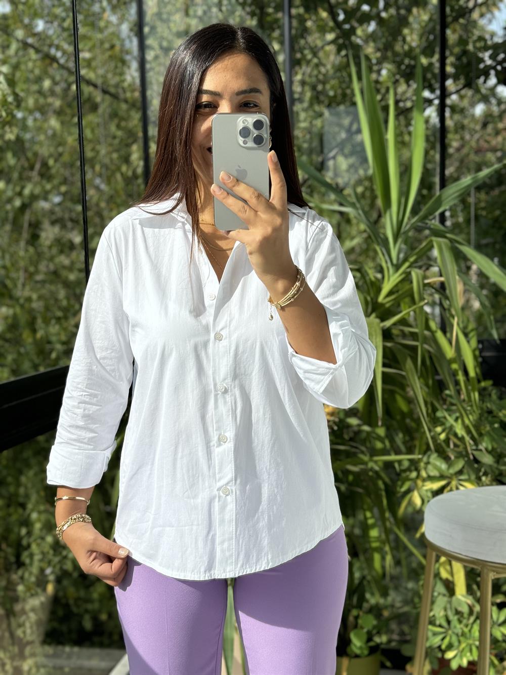 Beyaz Poplin Gömlek