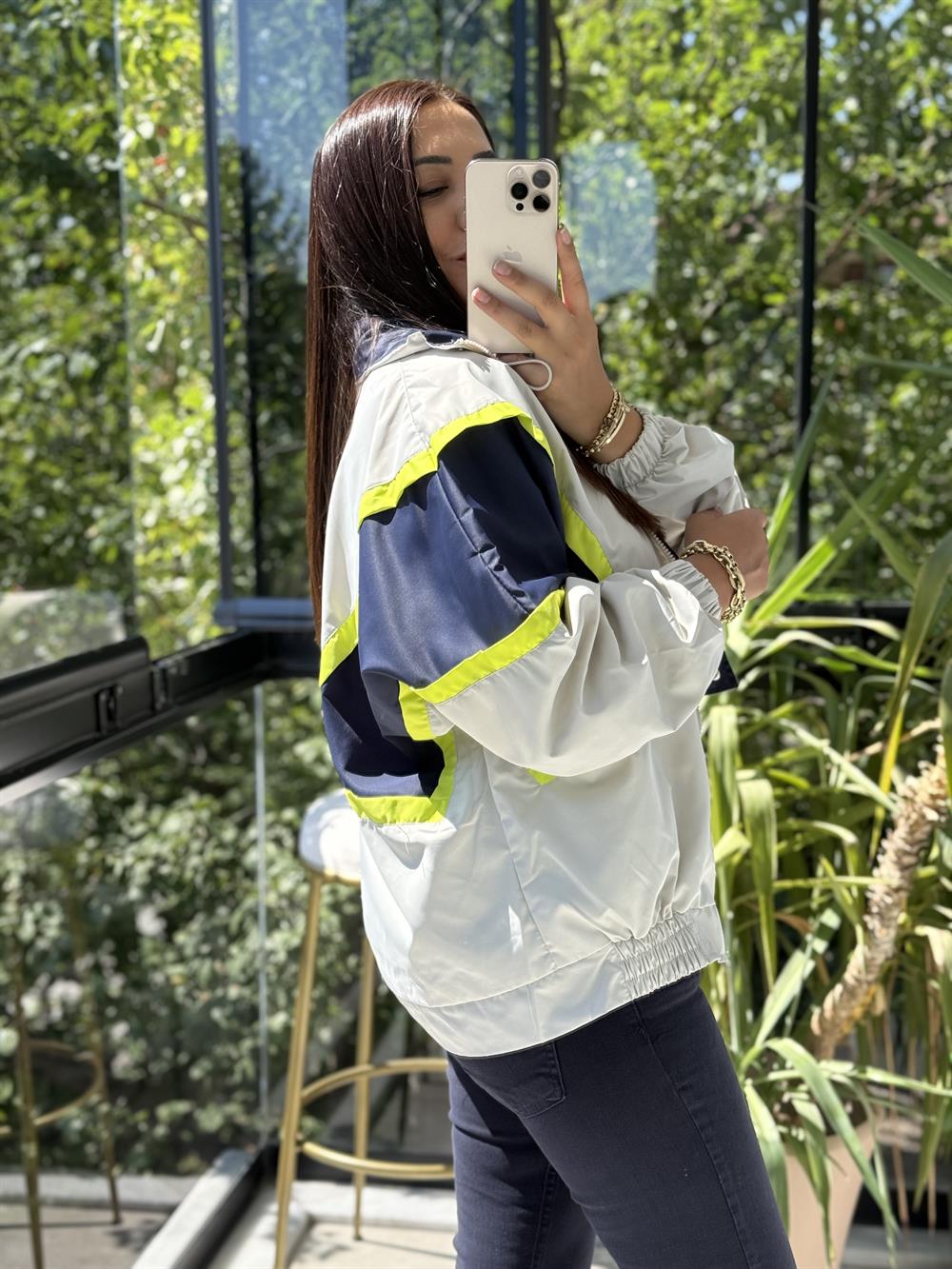 Block Renkli Oversize Ceket Taş