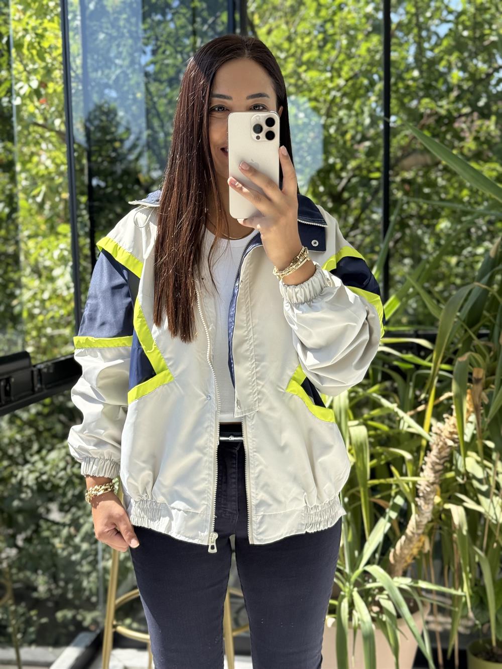 Block Renkli Oversize Ceket Taş