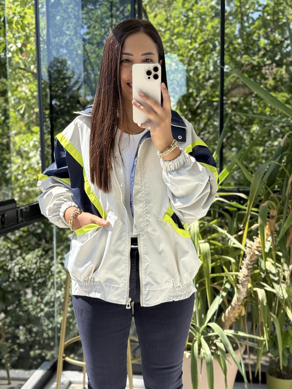 Block Renkli Oversize Ceket Taş