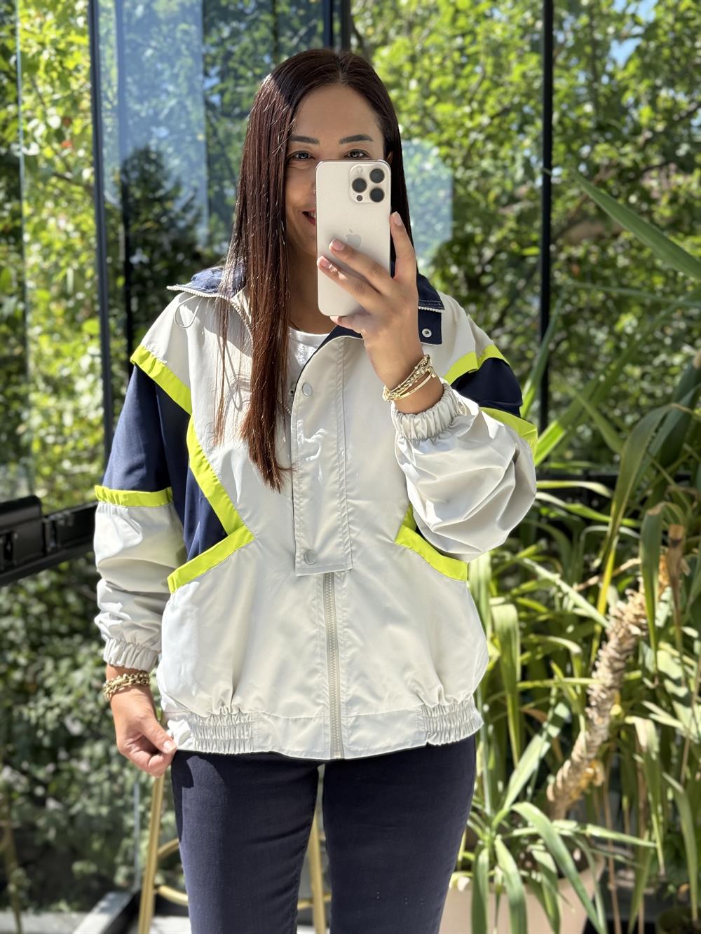 Block Renkli Oversize Ceket Taş