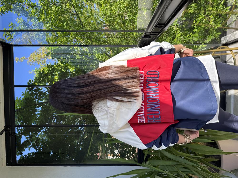 Block Renkli Yağmurluk Beyaz