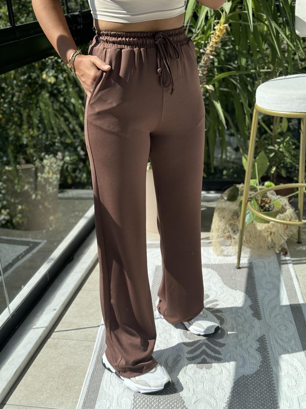 Bol Paça Modal Pantolon Kahve