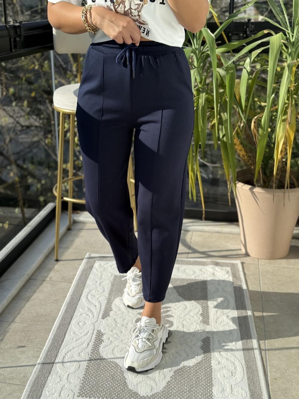 Modal Önü Dikişli Pantolon Lacivert