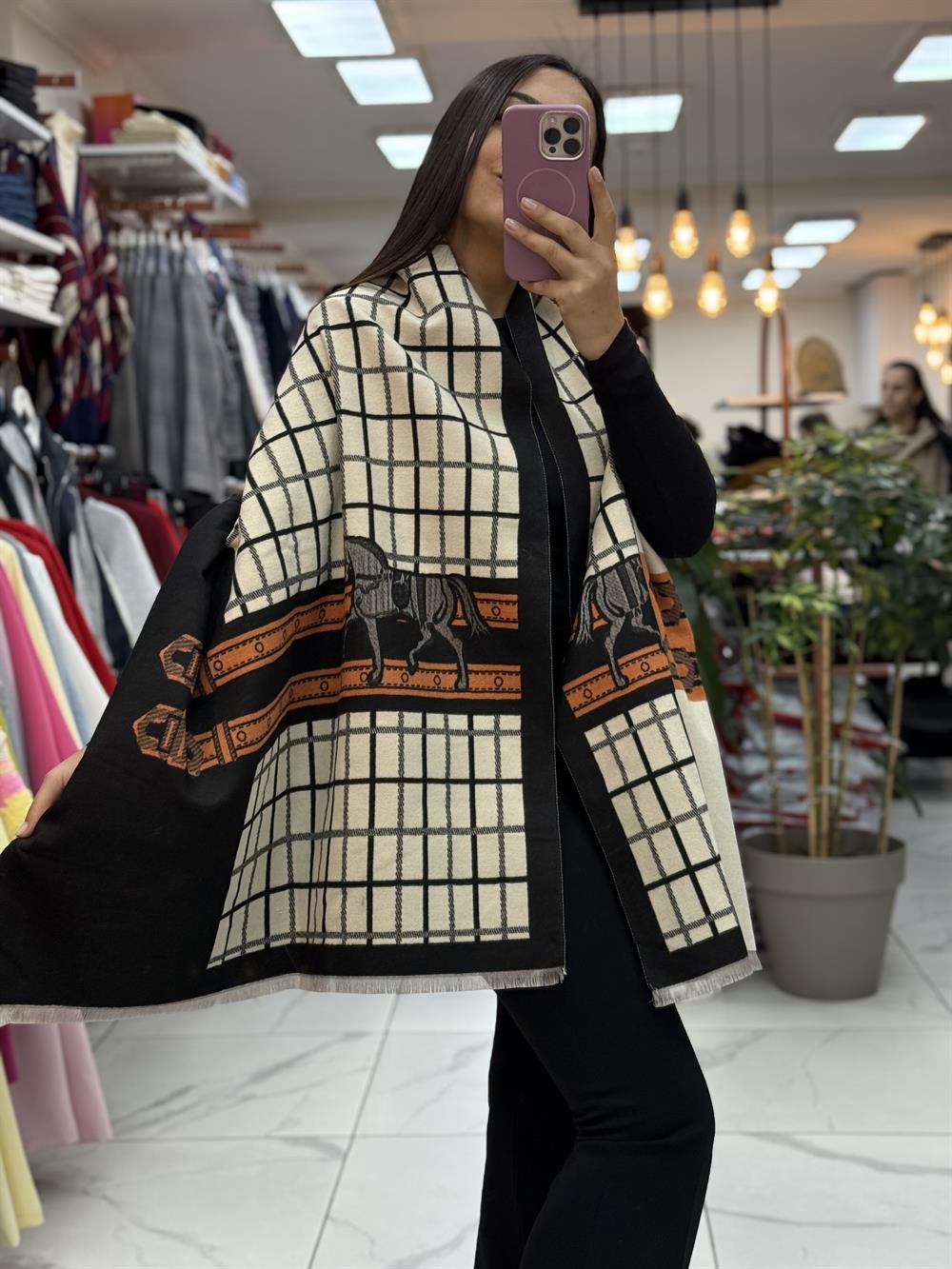 İthal Kaşmir Doku Marka Şal H Turuncu