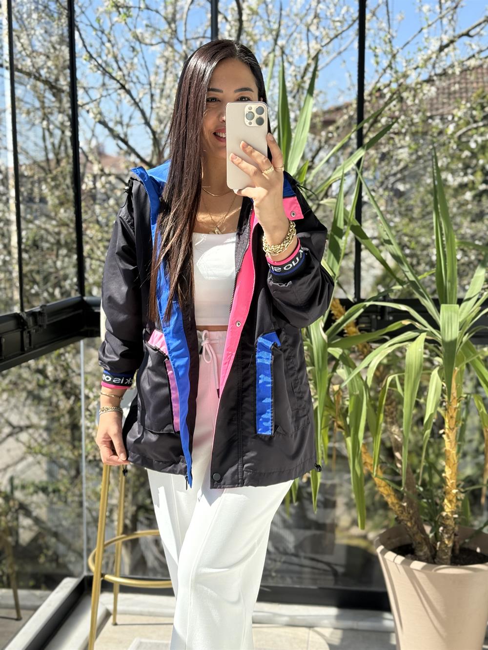 Neon Block Yağmurluk Siyah