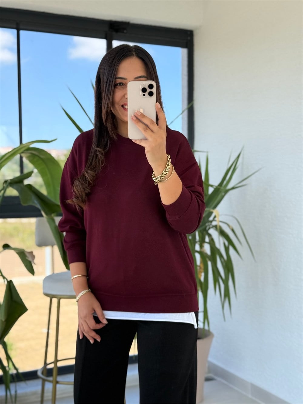 Oysh Basic Sweatshirt Bordo