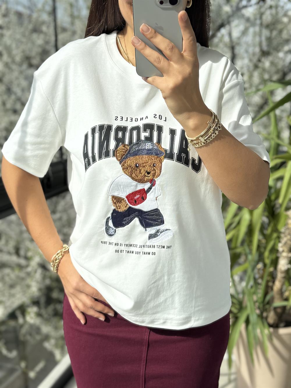 California Yazılı Tişört Beyaz