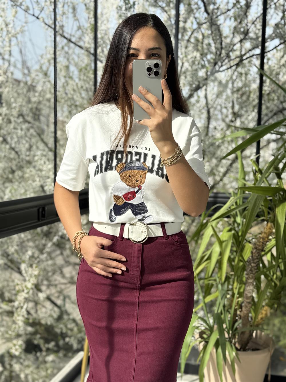 California Yazılı Tişört Beyaz