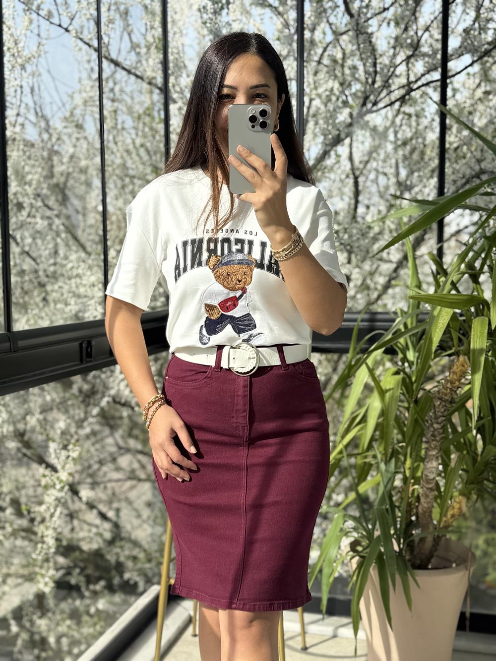 California Yazılı Tişört Beyaz