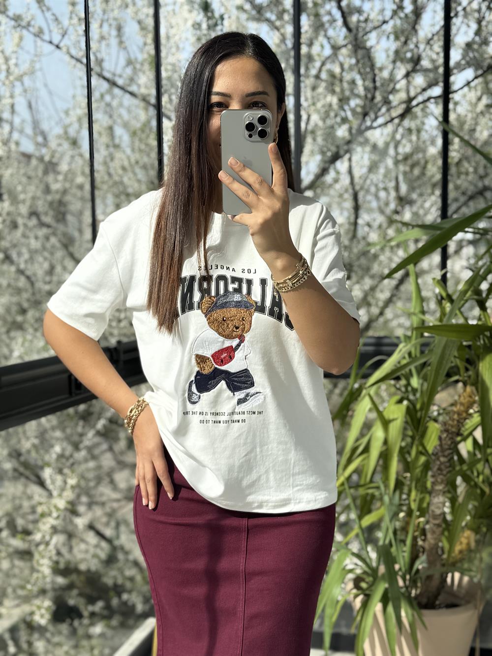 California Yazılı Tişört Beyaz