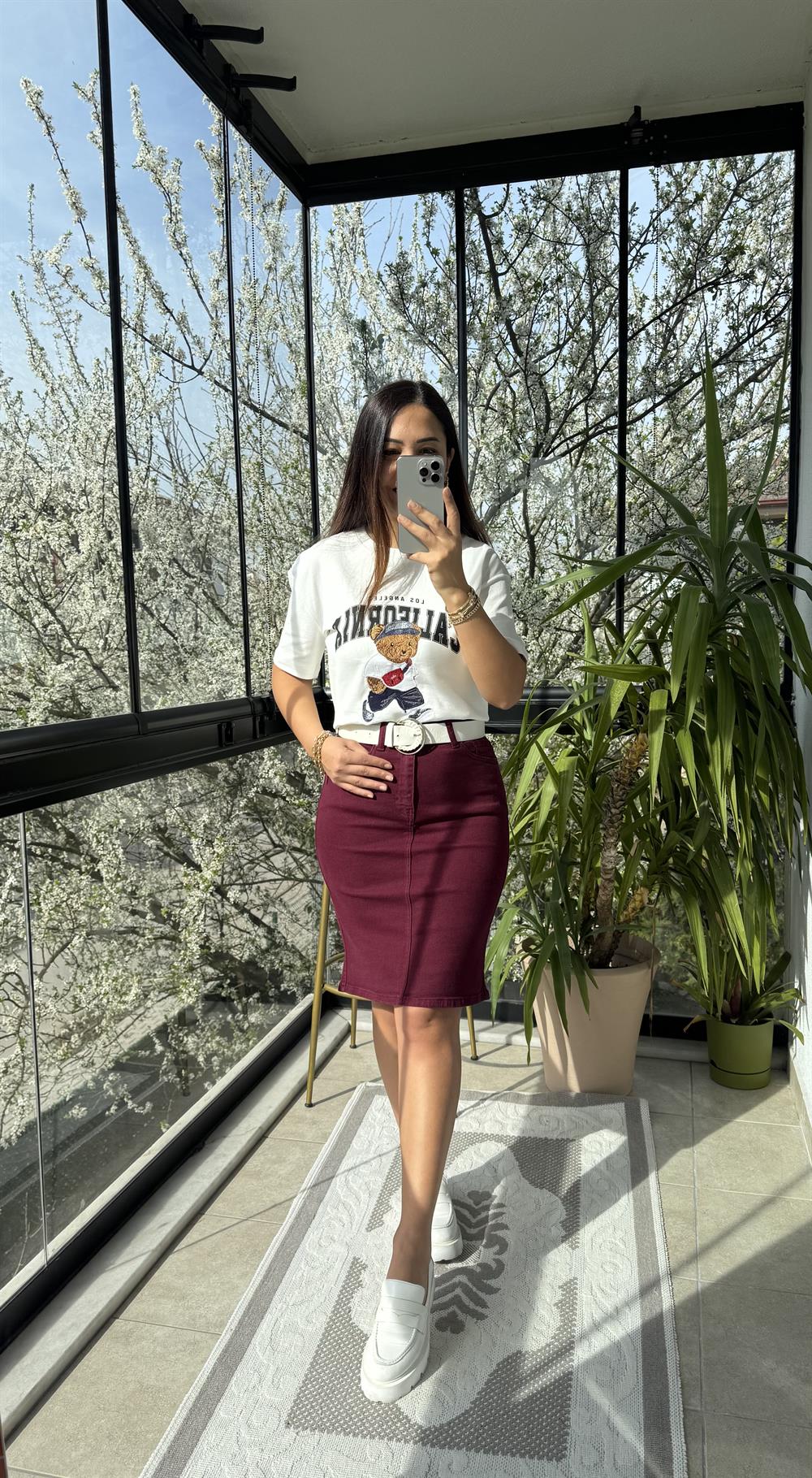 California Yazılı Tişört Beyaz