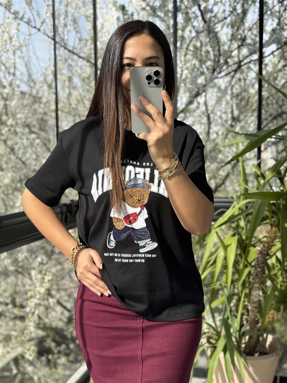 California Yazılı Tişört Siyah