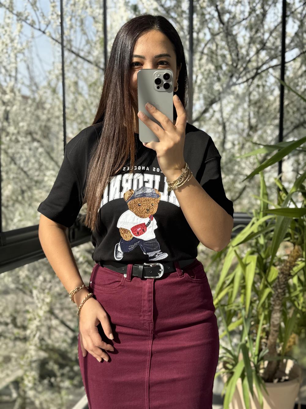 California Yazılı Tişört Siyah