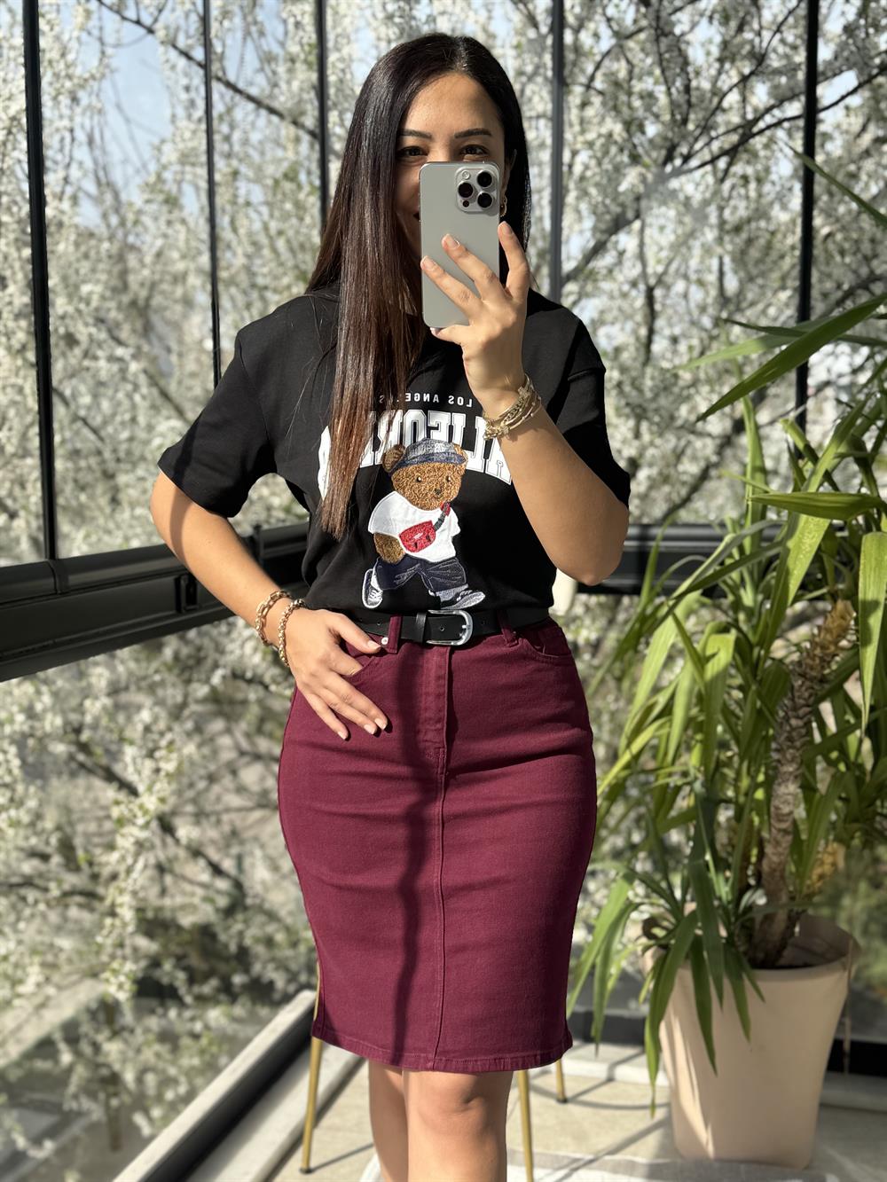 California Yazılı Tişört Siyah