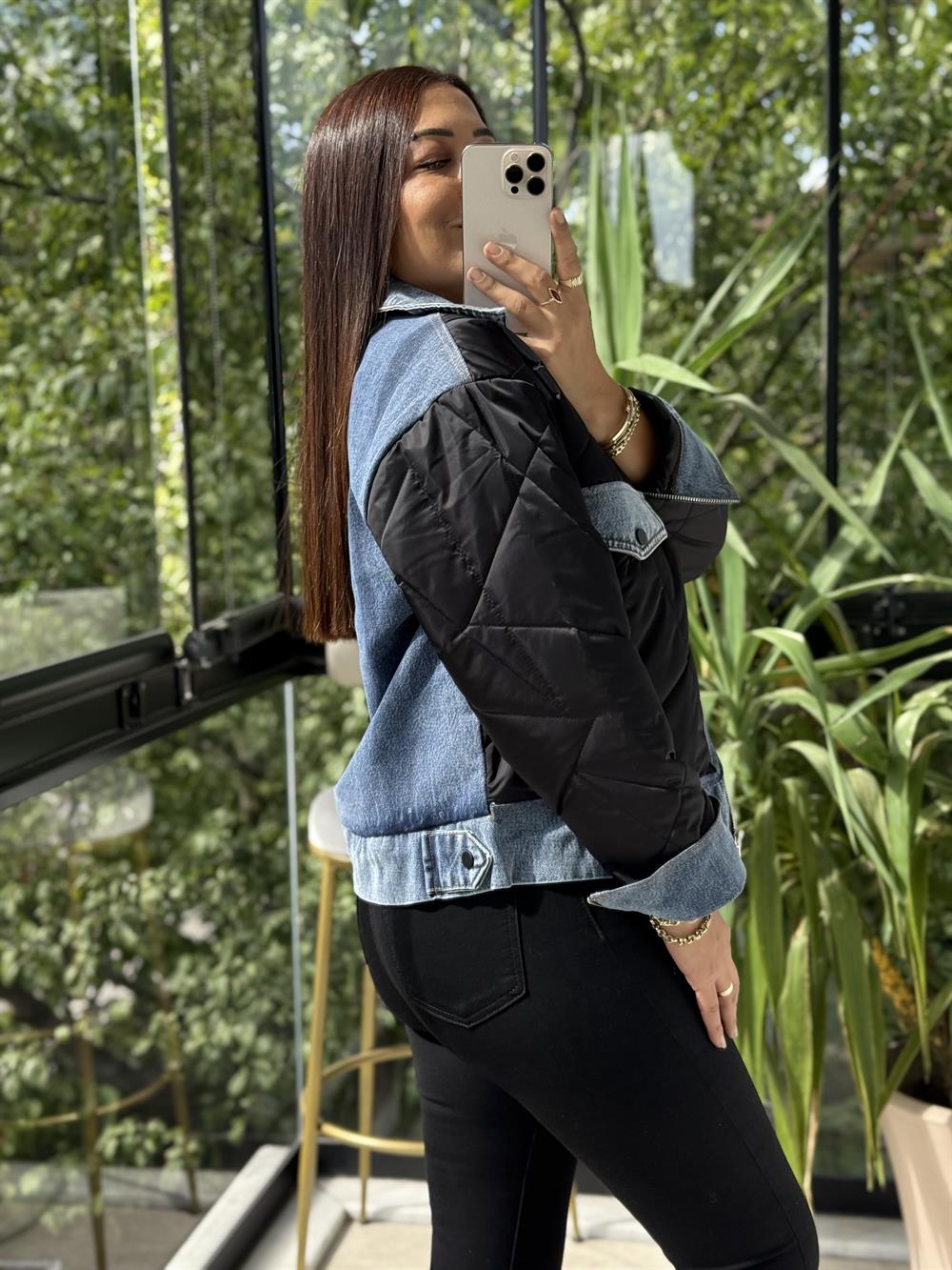 Cam Kırığı Kapitone Ceket