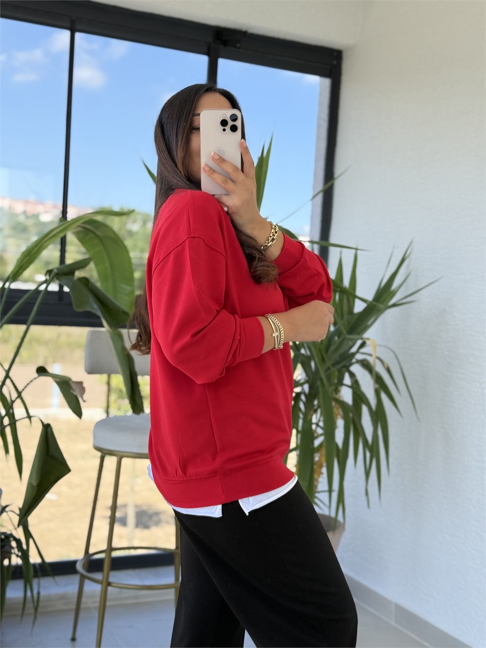 Oysh Basic Sweatshirt Kırmızı