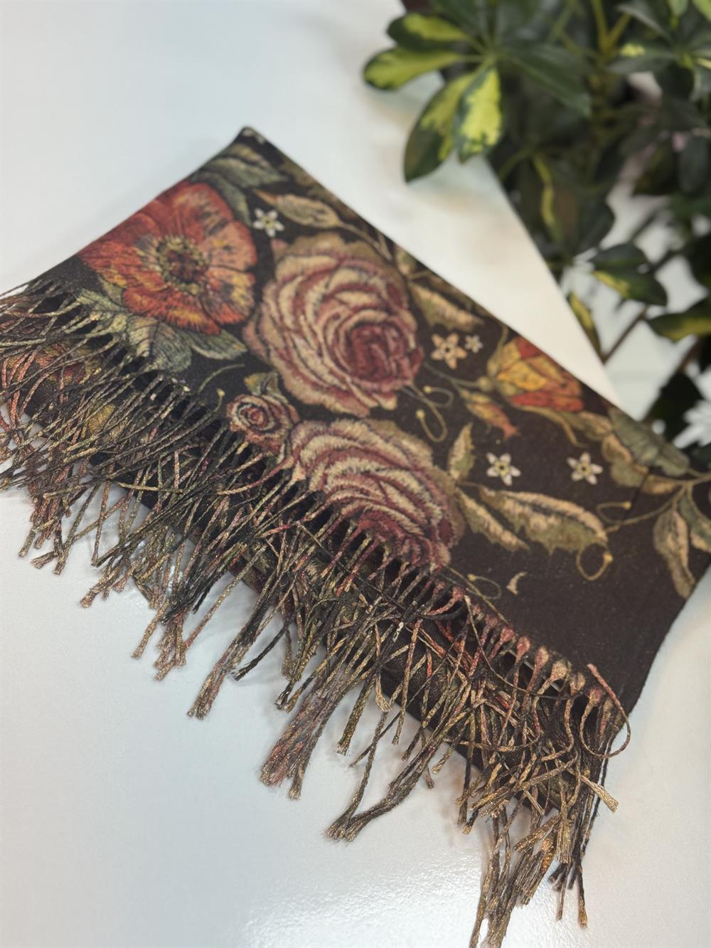 İthal Kaşmir Doku Marka Şal İnce Kahve 