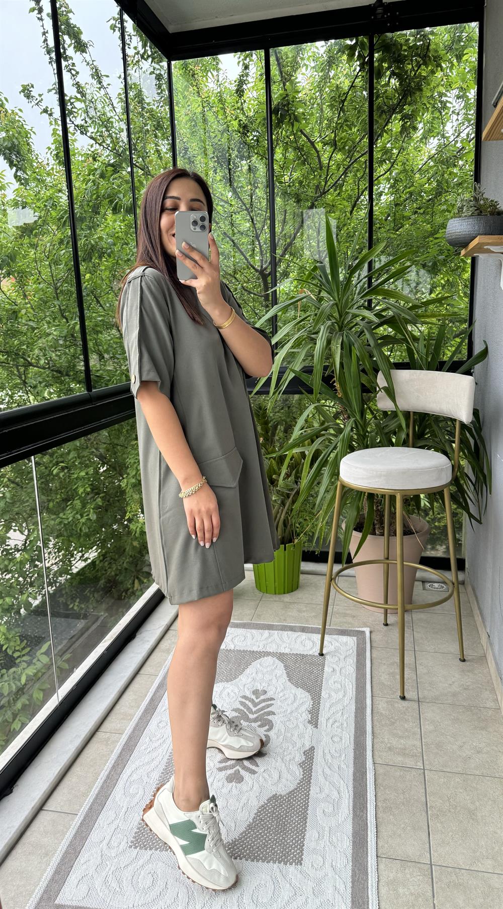 Cepli Elbise Haki Yeşili