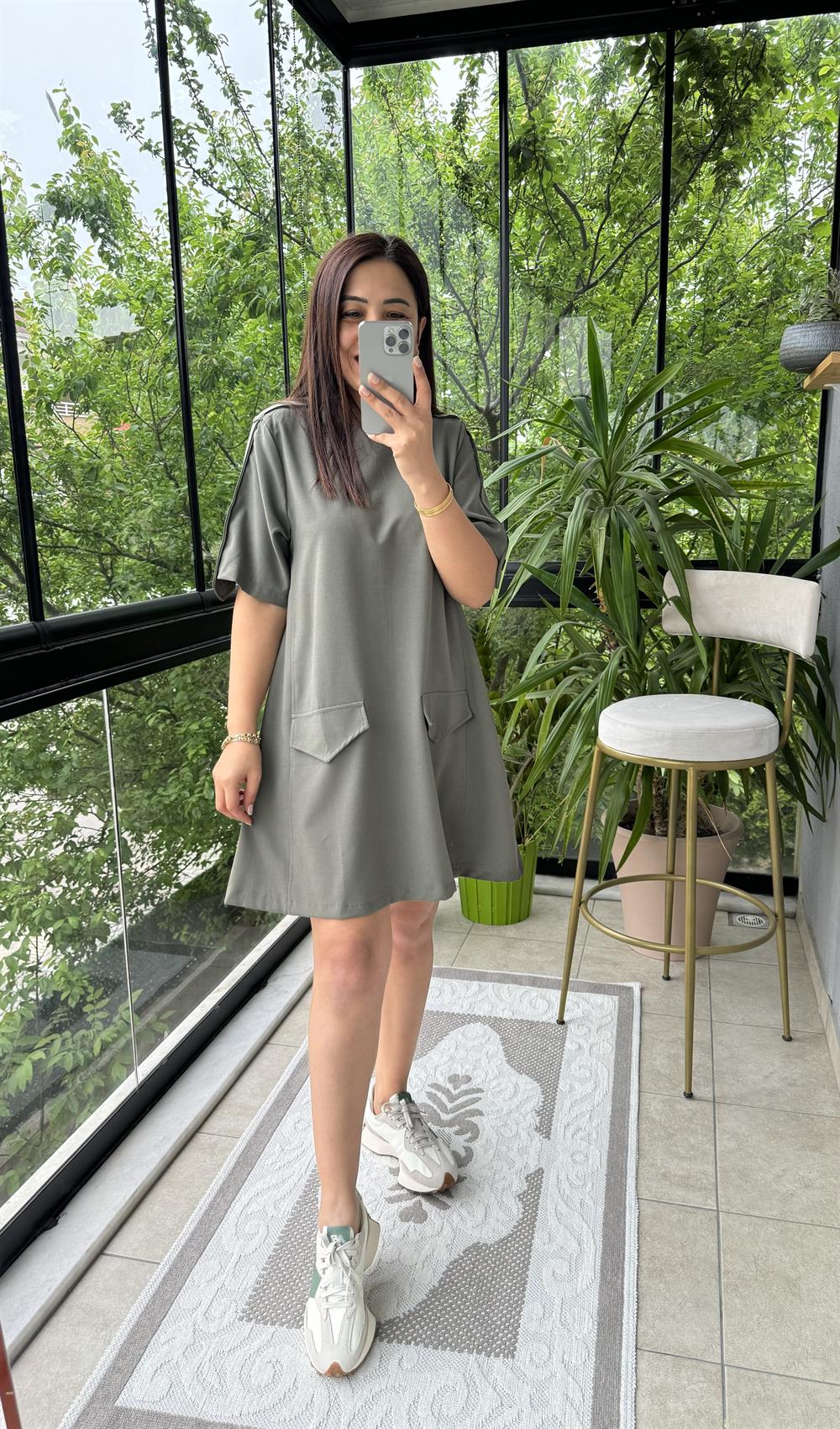 Cepli Elbise Haki Yeşili