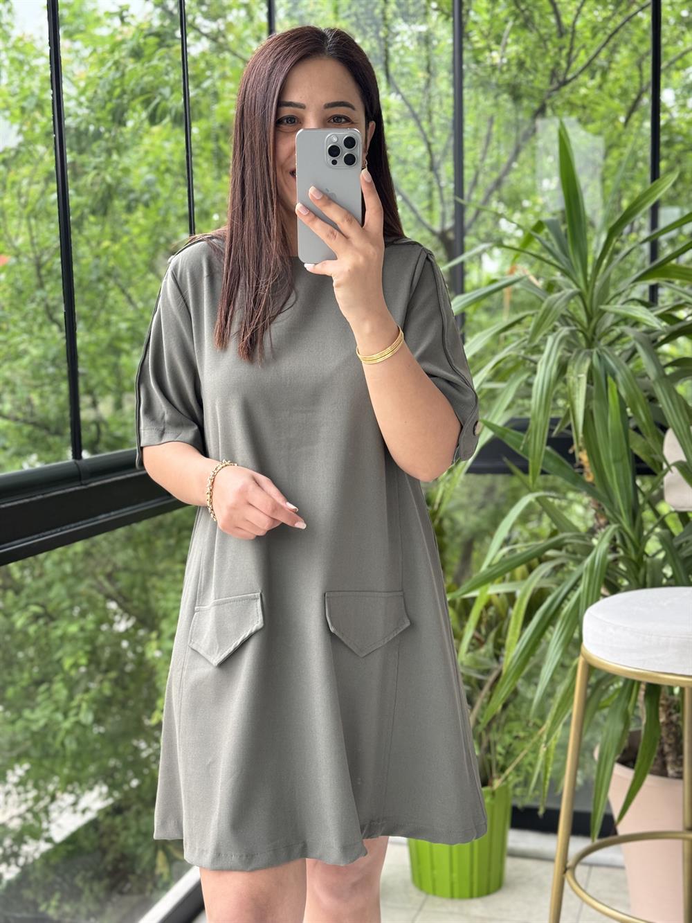 Cepli Elbise Haki Yeşili