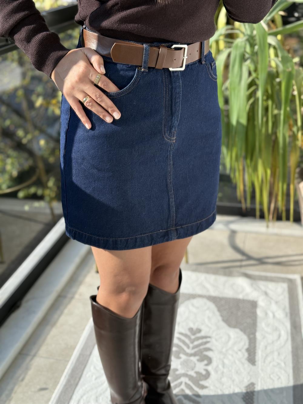 Mini Kot Etek Lacivert