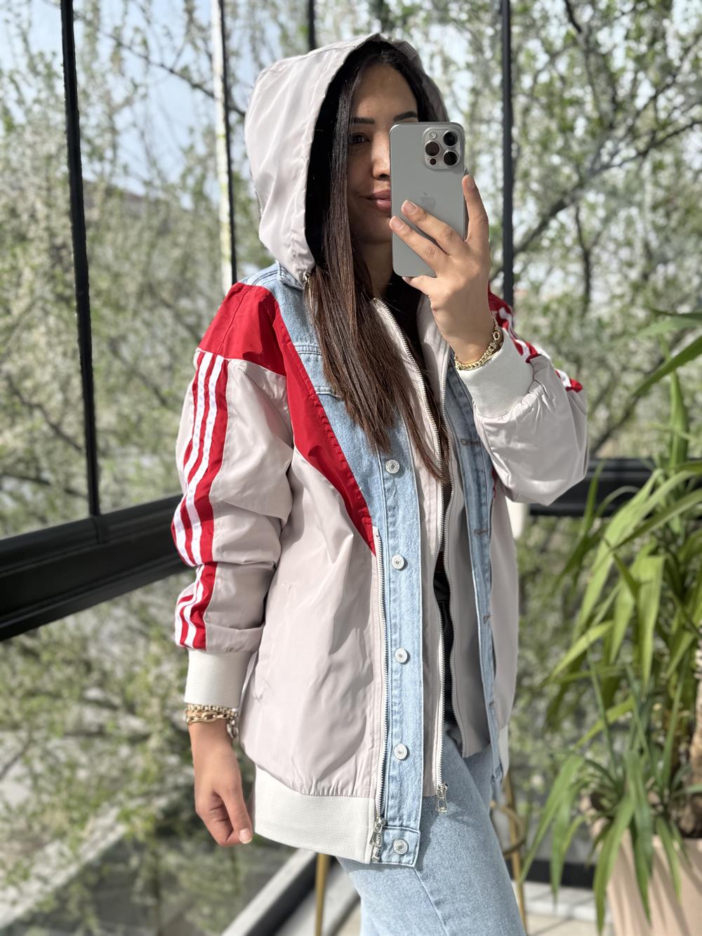 Colorblock Mix Ceket Taş