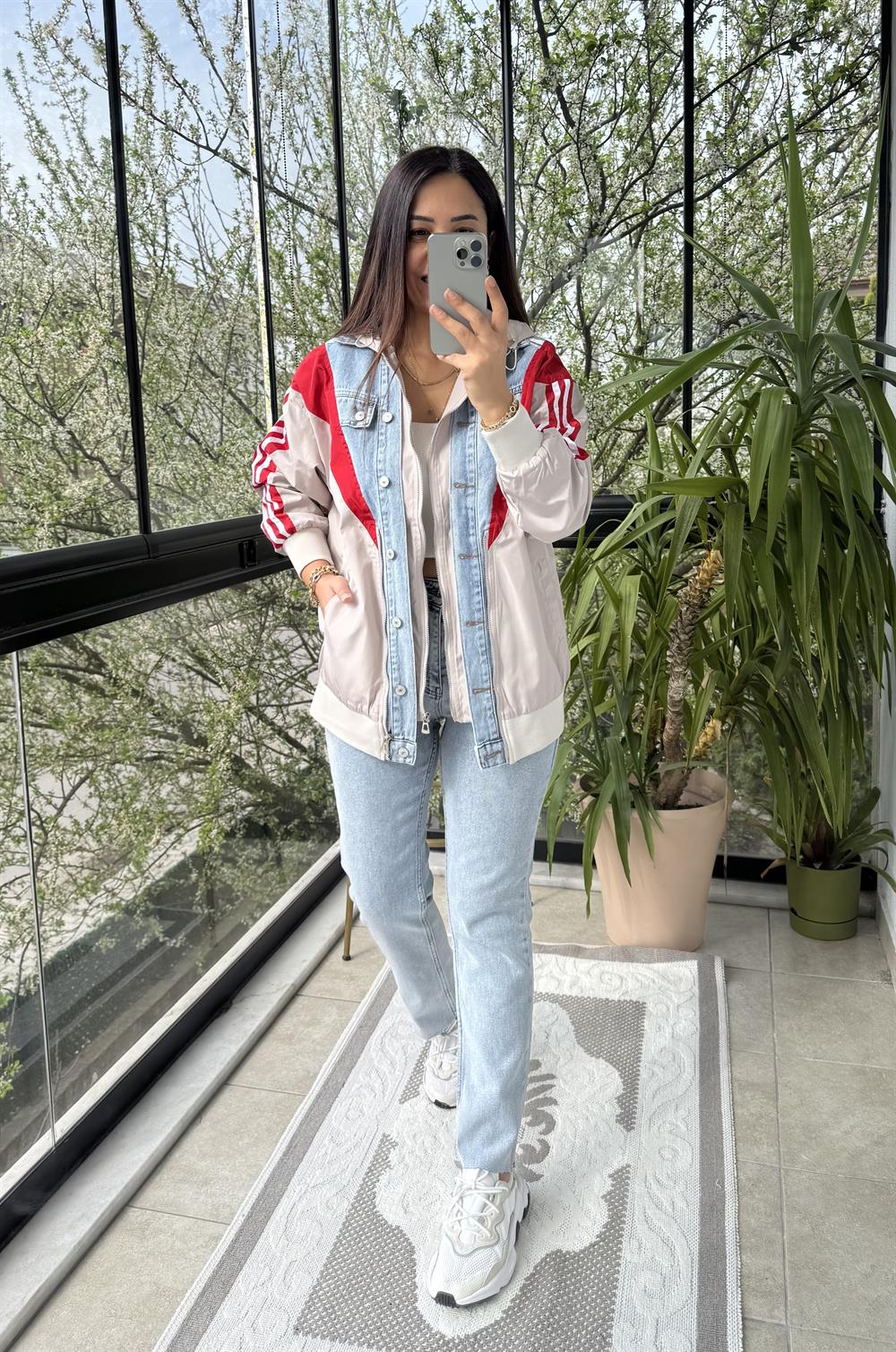 Colorblock Mix Ceket Taş