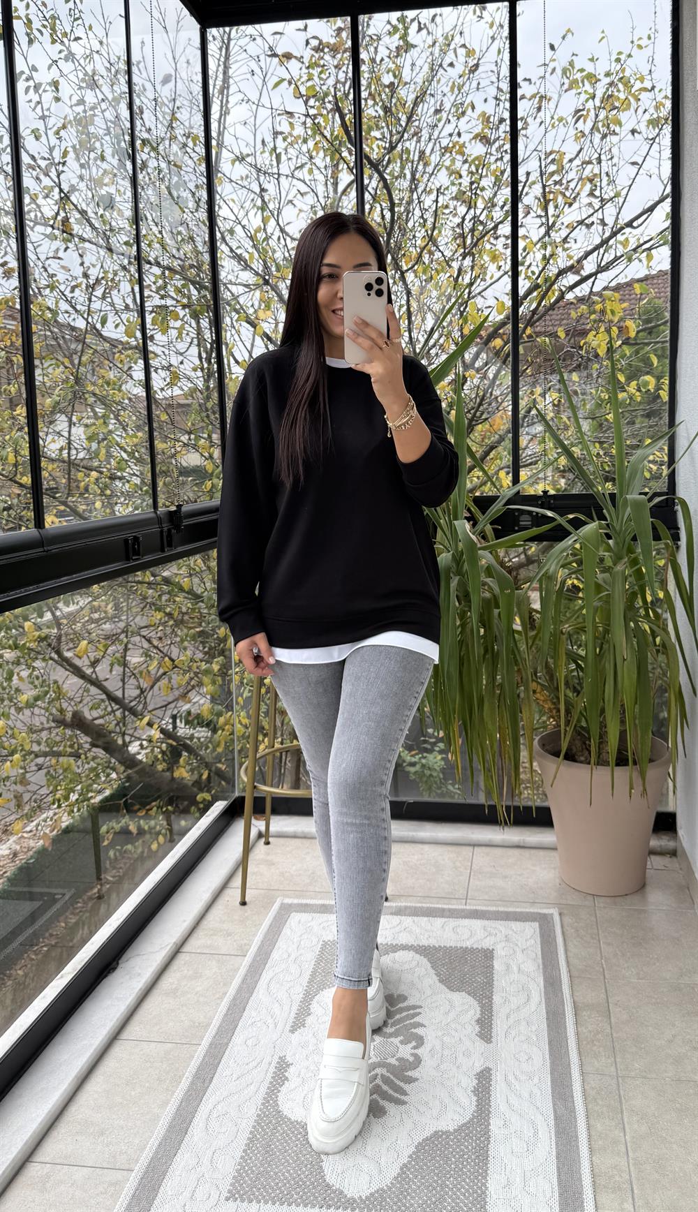 Oysh Basic Sweatshirt Siyah