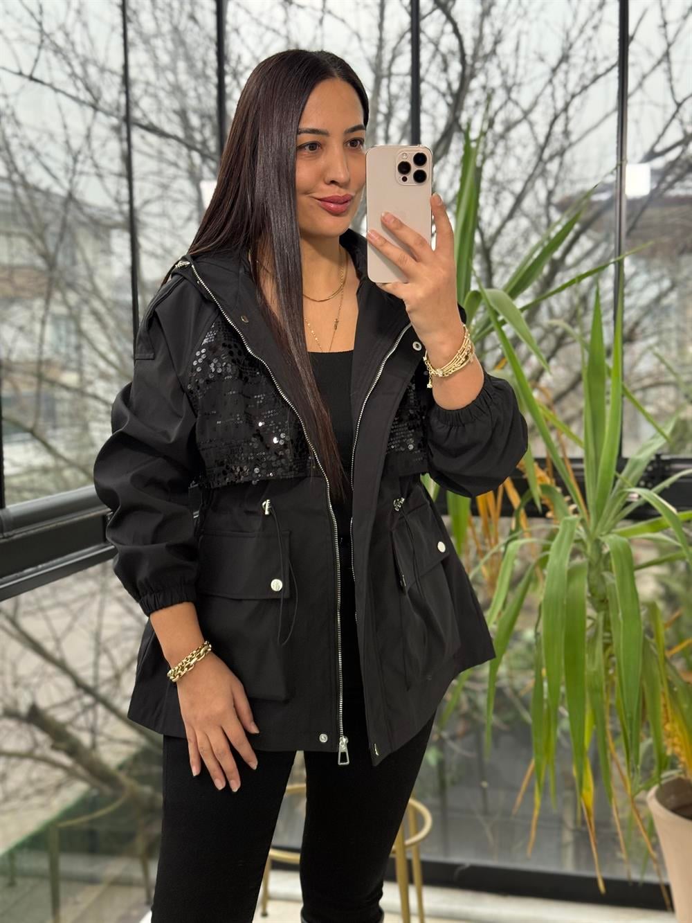 İthal Pullu Trenç Siyah