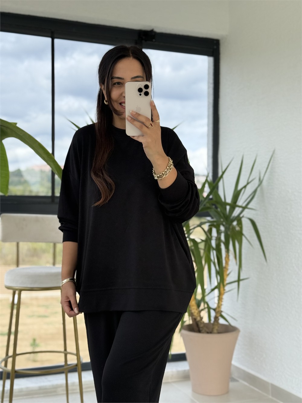 Basic Sweatli Modal Takım Siyah