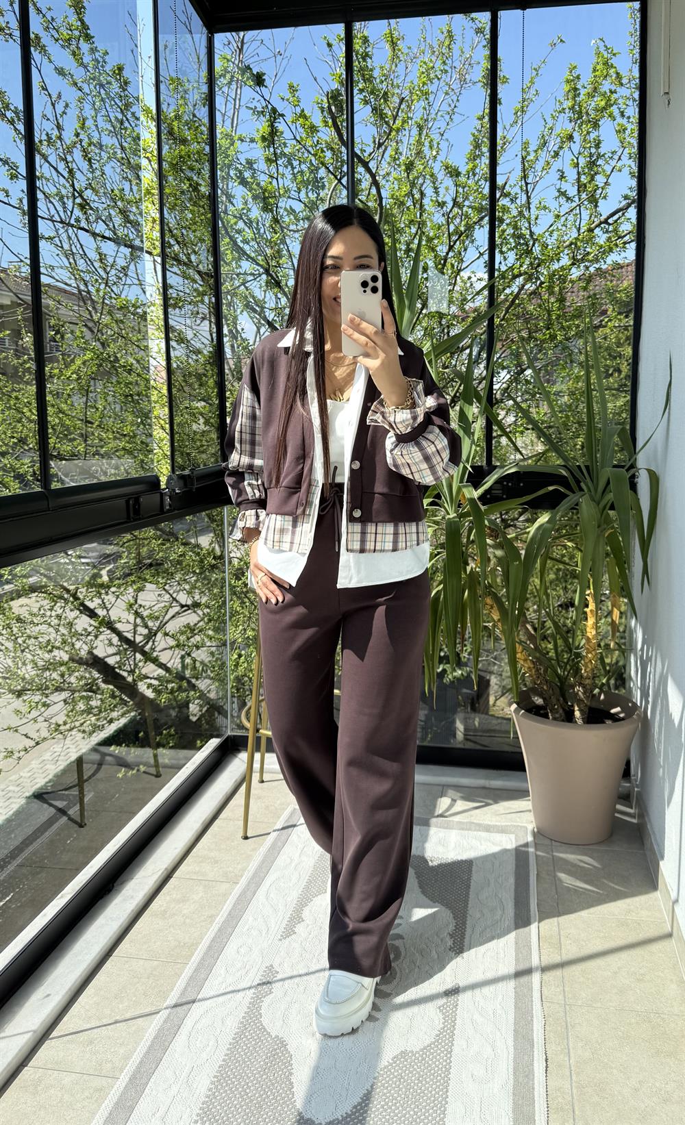 Mix Kumaş 3lü Takım Kahve