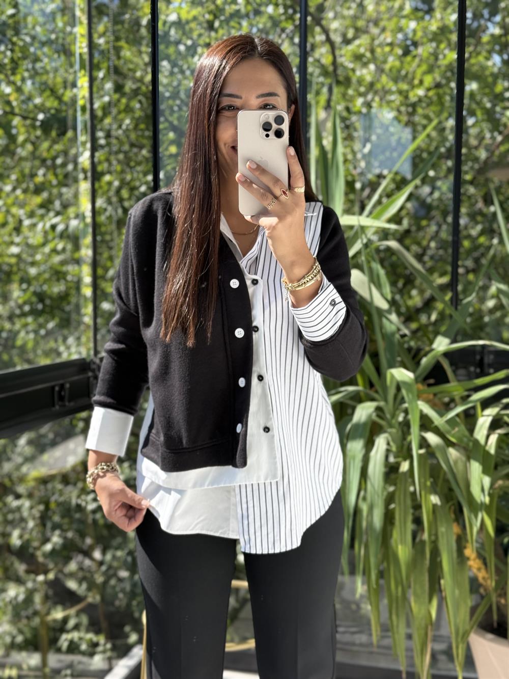 Parçalı Gömlek Siyah