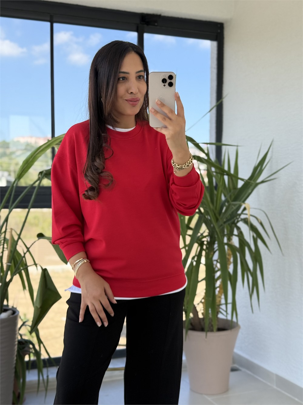Oysh Basic Sweatshirt Kırmızı