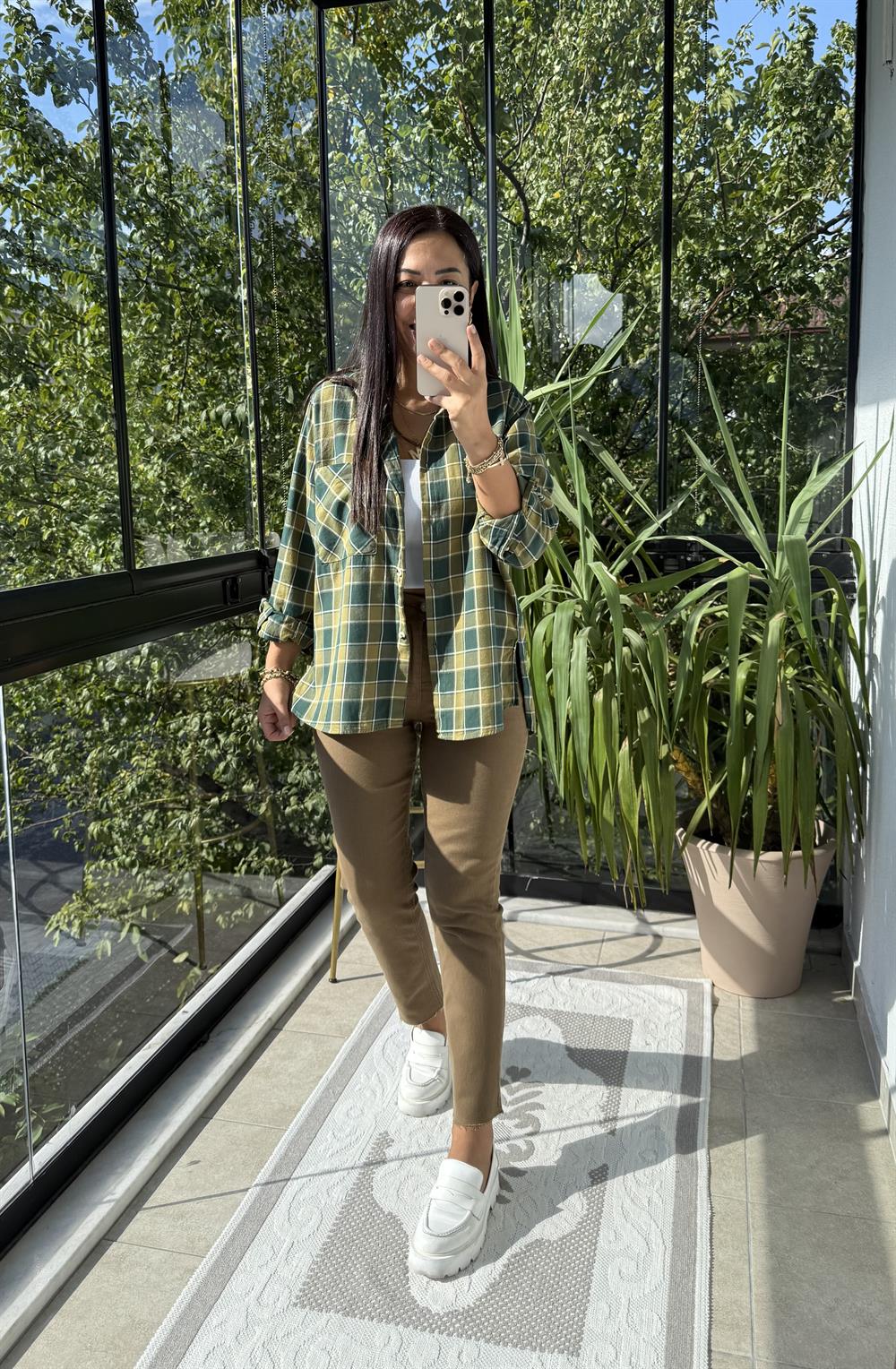 Ekoseli Oduncu Gömleği Yeşil