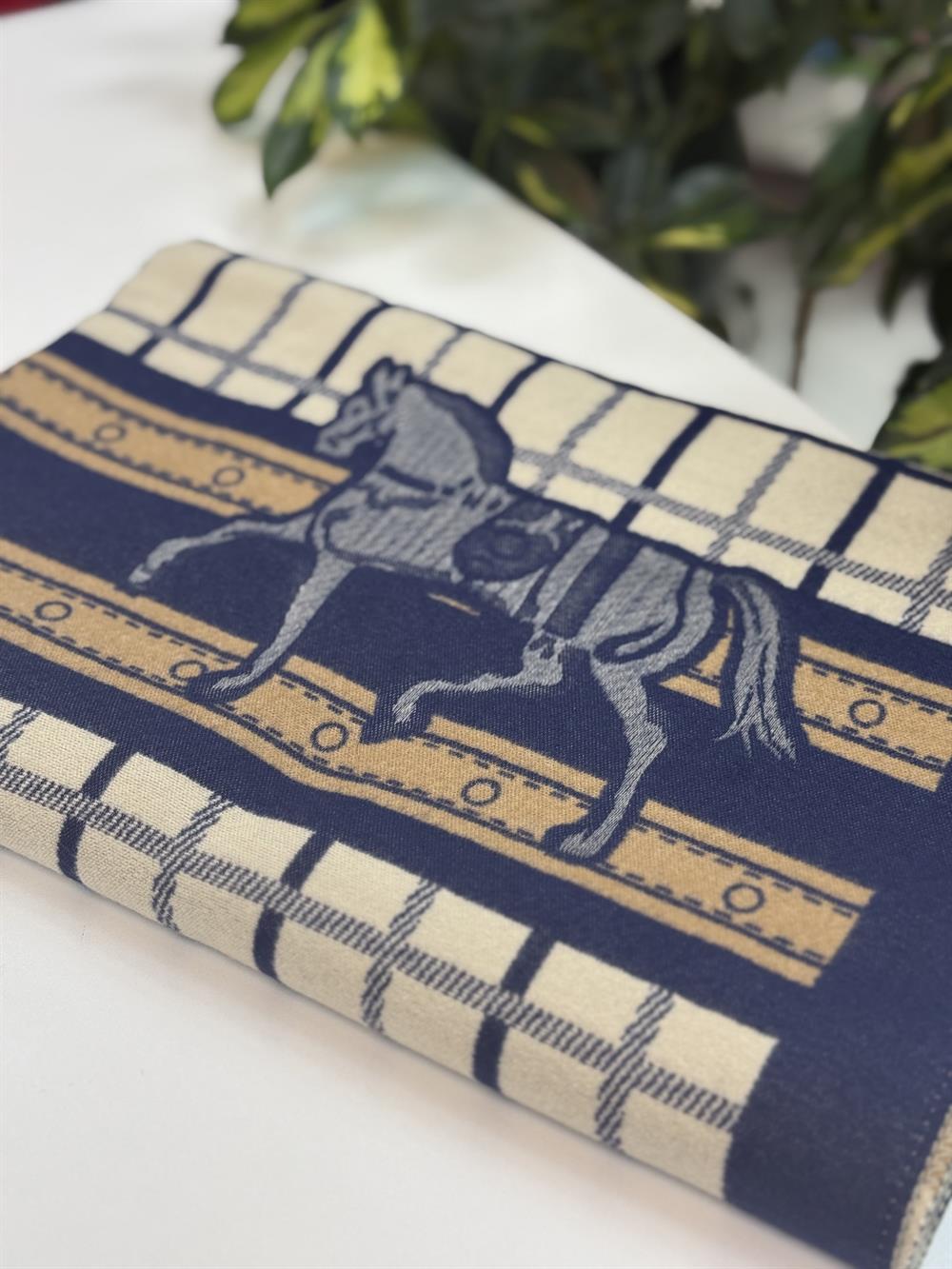 İthal Kaşmir Doku Marka Şal H Lacivert