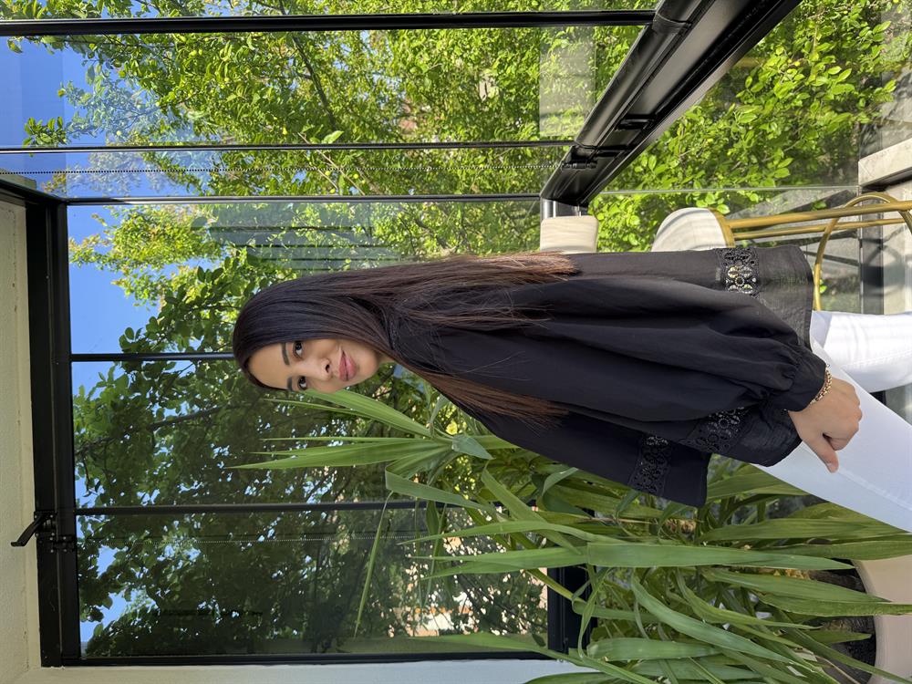 Dantel Detaylı Oversize Gömlek Bluz Siyah