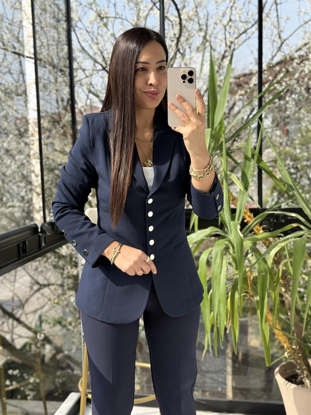 Beş Düğme Slimfit Blazer Ceket Lacivert
